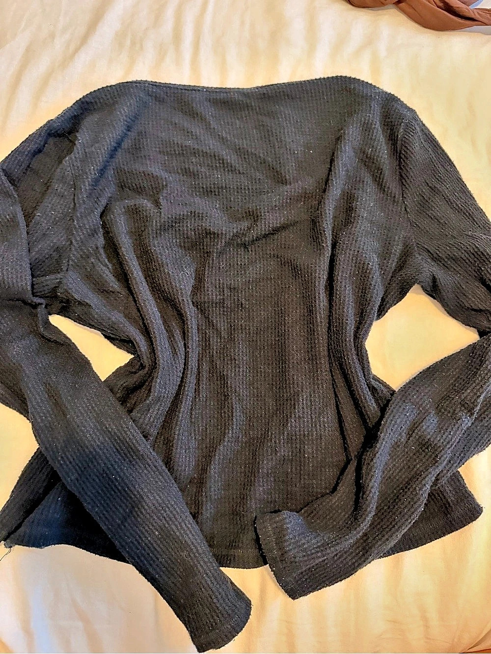Abercrombie & Fitch Long-Sleeve Classic Waffle Tee Black XL